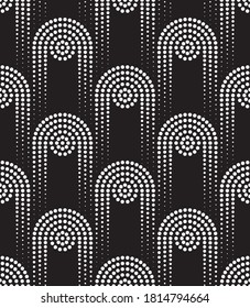 Vector geometric seamless pattern. Modern geometric background
with circles from dots.
