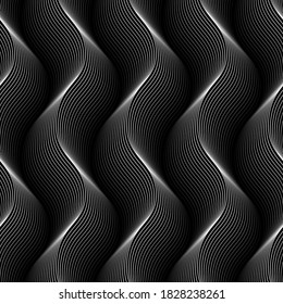 Vector geometric seamless pattern. Modern geometric background. Mesh of fine wavy threads