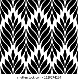 Vector geometric seamless pattern. Modern stylish floral background with leaves.