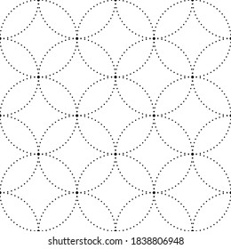 Vector geometric seamless pattern. Modern geometric background. Mesh with circles of dots.