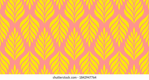 Vector geometric seamless pattern. Modern stylish floral background with leaves.