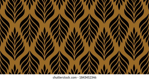 Vector geometric seamless pattern. Modern stylish floral background with leaves.