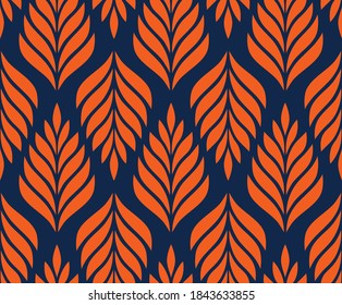Vector geometric seamless pattern. Modern stylish floral background with leaves.