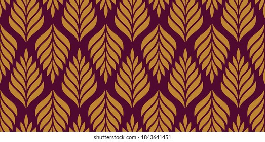 Vector geometric seamless pattern. Modern stylish floral background with leaves.