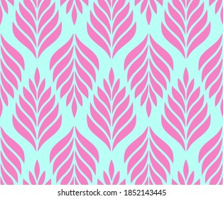 Vector geometric seamless pattern. Modern stylish floral background with leaves.