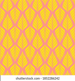 Vector geometric seamless pattern. Modern stylish floral background with leaves.
