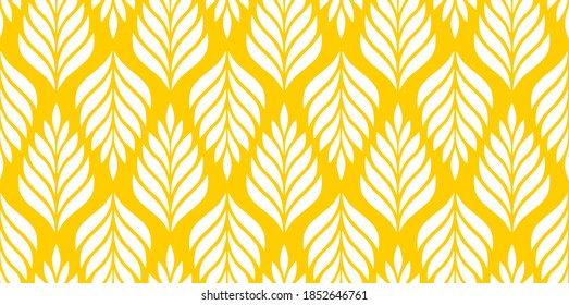 Vector geometric seamless pattern. Modern stylish floral background with leaves.