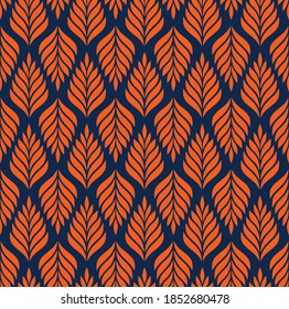 Vector geometric seamless pattern. Modern stylish floral background with leaves.