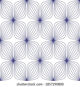 Vector geometric seamless pattern. Modern geometric background with fantastic flowers made of thin threads.