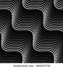 Vector geometric seamless pattern. Modern geometric background with wavy dotted lines.