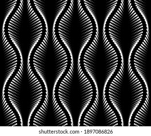 Vector geometric seamless pattern. Modern geometric background with wavy dotted lines.