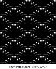 Vector geometric seamless pattern. Modern geometric background with wavy dotted lines.