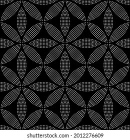 Vector geometric seamless pattern. Modern geometric background with abstract dotted flowers.