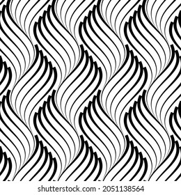 Vector geometric seamless pattern. Modern geometric background with wavy lines.