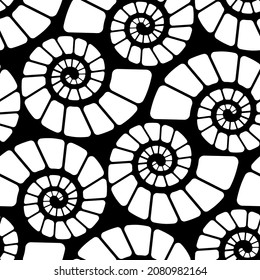 Vector geometric seamless pattern. Modern geometric background with seashells.