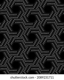 Vector geometric seamless pattern. Modern geometric background with hexagonal dotted tiles.