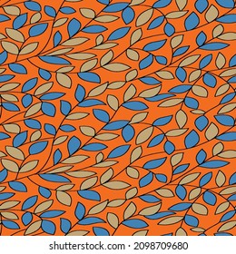 Vector geometric seamless pattern. Modern geometric background with leaves.