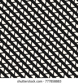 Vector geometric seamless pattern. Monochrome graphic texture with diagonal wavy lines, curved elements, mosaic grid, lattice, mesh. Abstract black & white background. Repeat design for decor, prints