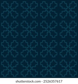 Vector geometric seamless pattern in oriental style. Subtle geometrical ornament. Abstract outline background with floral shapes, leaves. Elegant dark blue design for fabric, textile, wallpaper, print