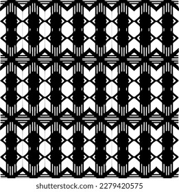 Vector geometric seamless pattern. Ornamental background with abstract shapes. Black and white texture. Abstract ornament background. Dark repeat design for decor, fabric, cloth.Abstraction art.