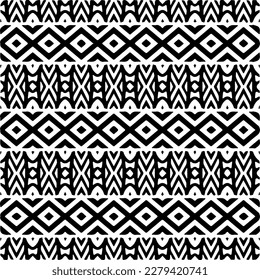 Vector geometric seamless pattern. Ornamental background with abstract shapes. Black and white texture. Abstract ornament background. Dark repeat design for decor, fabric, cloth.Abstraction art.