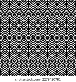 Vector geometric seamless pattern. Ornamental background with abstract shapes. Black and white texture. Abstract ornament background. Dark repeat design for decor, fabric, cloth.Abstraction art.