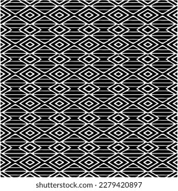 Vector geometric seamless pattern. Ornamental background with abstract shapes. Black and white texture. Abstract ornament background. Dark repeat design for decor, fabric, cloth.Abstraction art.