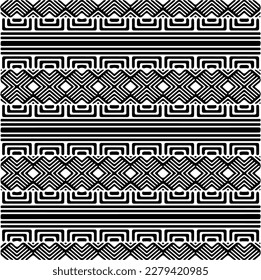 Vector geometric seamless pattern. Ornamental background with abstract shapes. Black and white texture. Abstract ornament background. Dark repeat design for decor, fabric, cloth.Abstraction art.