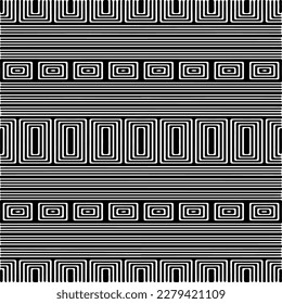 Vector geometric seamless pattern. Ornamental background with abstract shapes. Black and white texture. Abstract ornament background. Dark repeat design for decor, fabric, cloth.Abstraction art.