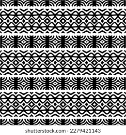 Vector geometric seamless pattern. Ornamental background with abstract shapes. Black and white texture. Abstract ornament background. Dark repeat design for decor, fabric, cloth.Abstraction art.
