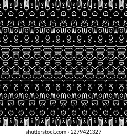 Vector geometric seamless pattern. Ornamental background with abstract shapes. Black and white texture. Abstract ornament background. Dark repeat design for decor, fabric, cloth.Abstraction art.