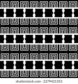 Vector geometric seamless pattern. Ornamental background with abstract shapes. Black and white texture. Abstract ornament background. Dark repeat design for decor, fabric, cloth.Abstraction art.