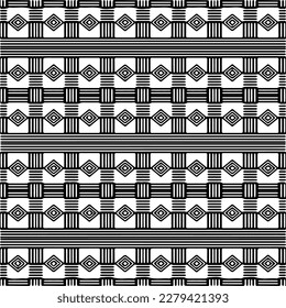 Vector geometric seamless pattern. Ornamental background with abstract shapes. Black and white texture. Abstract ornament background. Dark repeat design for decor, fabric, cloth.Abstraction art.