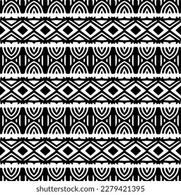 Vector geometric seamless pattern. Ornamental background with abstract shapes. Black and white texture. Abstract ornament background. Dark repeat design for decor, fabric, cloth.Abstraction art.