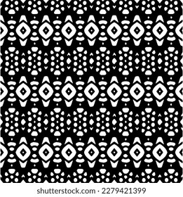 Vector geometric seamless pattern. Ornamental background with abstract shapes. Black and white texture. Abstract ornament background. Dark repeat design for decor, fabric, cloth.Abstraction art.