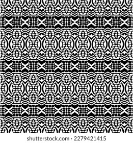 Vector geometric seamless pattern. Ornamental background with abstract shapes. Black and white texture. Abstract ornament background. Dark repeat design for decor, fabric, cloth.Abstraction art.
