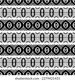 Vector geometric seamless pattern. Ornamental background with abstract shapes. Black and white texture. Abstract ornament background. Dark repeat design for decor, fabric, cloth.Abstraction art.