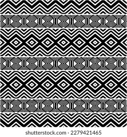 Vector geometric seamless pattern. Ornamental background with abstract shapes. Black and white texture. Abstract ornament background. Dark repeat design for decor, fabric, cloth.Abstraction art.