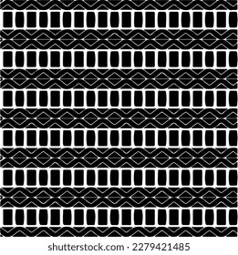 Vector geometric seamless pattern. Ornamental background with abstract shapes. Black and white texture. Abstract ornament background. Dark repeat design for decor, fabric, cloth.Abstraction art.