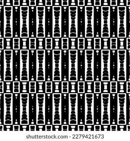Vector geometric seamless pattern. Ornamental background with abstract shapes. Black and white texture. Abstract ornament background. Dark repeat design for decor, fabric, cloth.Abstraction art.