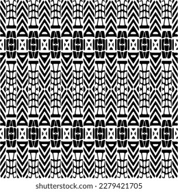 Vector geometric seamless pattern. Ornamental background with abstract shapes. Black and white texture. Abstract ornament background. Dark repeat design for decor, fabric, cloth.Abstraction art.