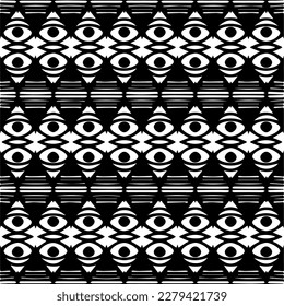 Vector geometric seamless pattern. Ornamental background with abstract shapes. Black and white texture. Abstract ornament background. Dark repeat design for decor, fabric, cloth.Abstraction art.
