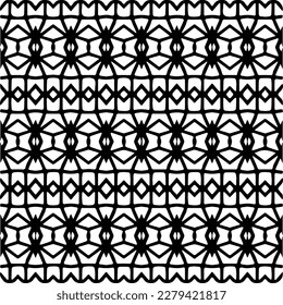 Vector geometric seamless pattern. Ornamental background with abstract shapes. Black and white texture. Abstract ornament background. Dark repeat design for decor, fabric, cloth.Abstraction art.