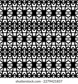 Vector geometric seamless pattern. Ornamental background with abstract shapes. Black and white texture. Abstract ornament background. Dark repeat design for decor, fabric, cloth.Abstraction art.