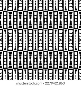 Vector geometric seamless pattern. Ornamental background with abstract shapes. Black and white texture. Abstract ornament background. Dark repeat design for decor, fabric, cloth.Abstraction art.