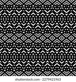 Vector geometric seamless pattern. Ornamental background with abstract shapes. Black and white texture. Abstract ornament background. Dark repeat design for decor, fabric, cloth.Abstraction art.