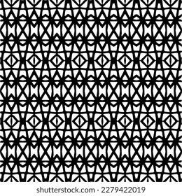 Vector geometric seamless pattern. Ornamental background with abstract shapes. Black and white texture. Abstract ornament background. Dark repeat design for decor, fabric, cloth.Abstraction art.
