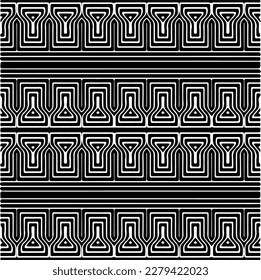 Vector geometric seamless pattern. Ornamental background with abstract shapes. Black and white texture. Abstract ornament background. Dark repeat design for decor, fabric, cloth.Abstraction art.