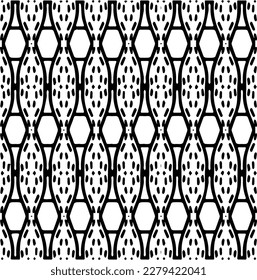 Vector geometric seamless pattern. Ornamental background with abstract shapes. Black and white texture. Abstract ornament background. Dark repeat design for decor, fabric, cloth.Abstraction art.