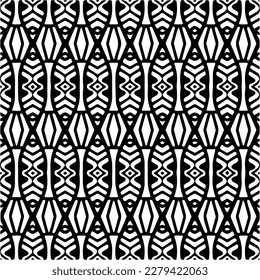 Vector geometric seamless pattern. Ornamental background with abstract shapes. Black and white texture. Abstract ornament background. Dark repeat design for decor, fabric, cloth.Abstraction art.